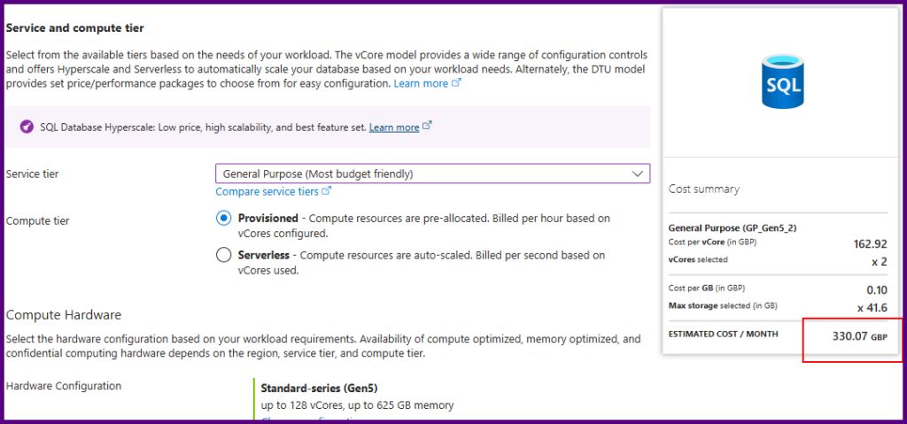 Azure SQL Database Pricing